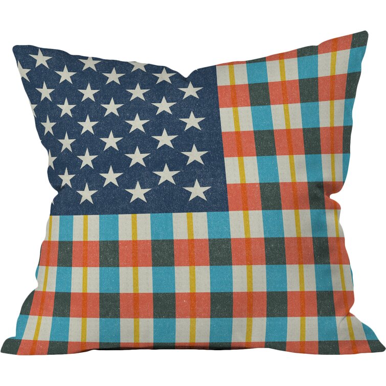 Deny Designs Plaid Flag Fleece Stars and Stripes Throw Pillow